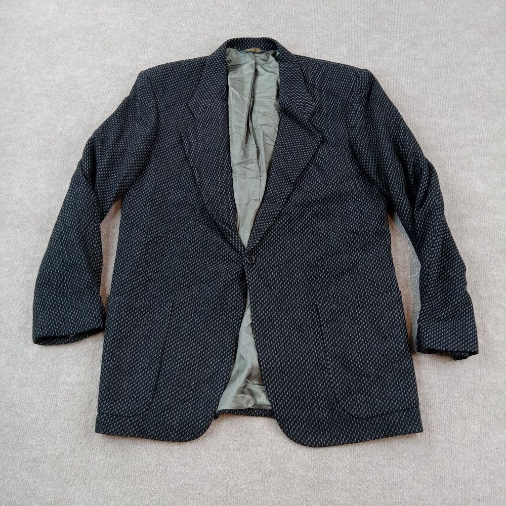 Yves Saint Laurent Blazer Mens 40 L Blue Gray Single Breasted Lined Career